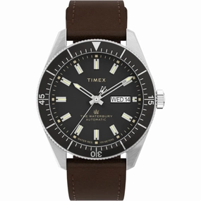 Timex Men's Watch - The Waterbury Automatic Black Dial Leather Strap TW2V24800,automatic watch,automatic watches for men,automatic watches for women,luxury automatic watch,minimalist automatic watch,dress automatic watch,vintage automatic watch,automatic 