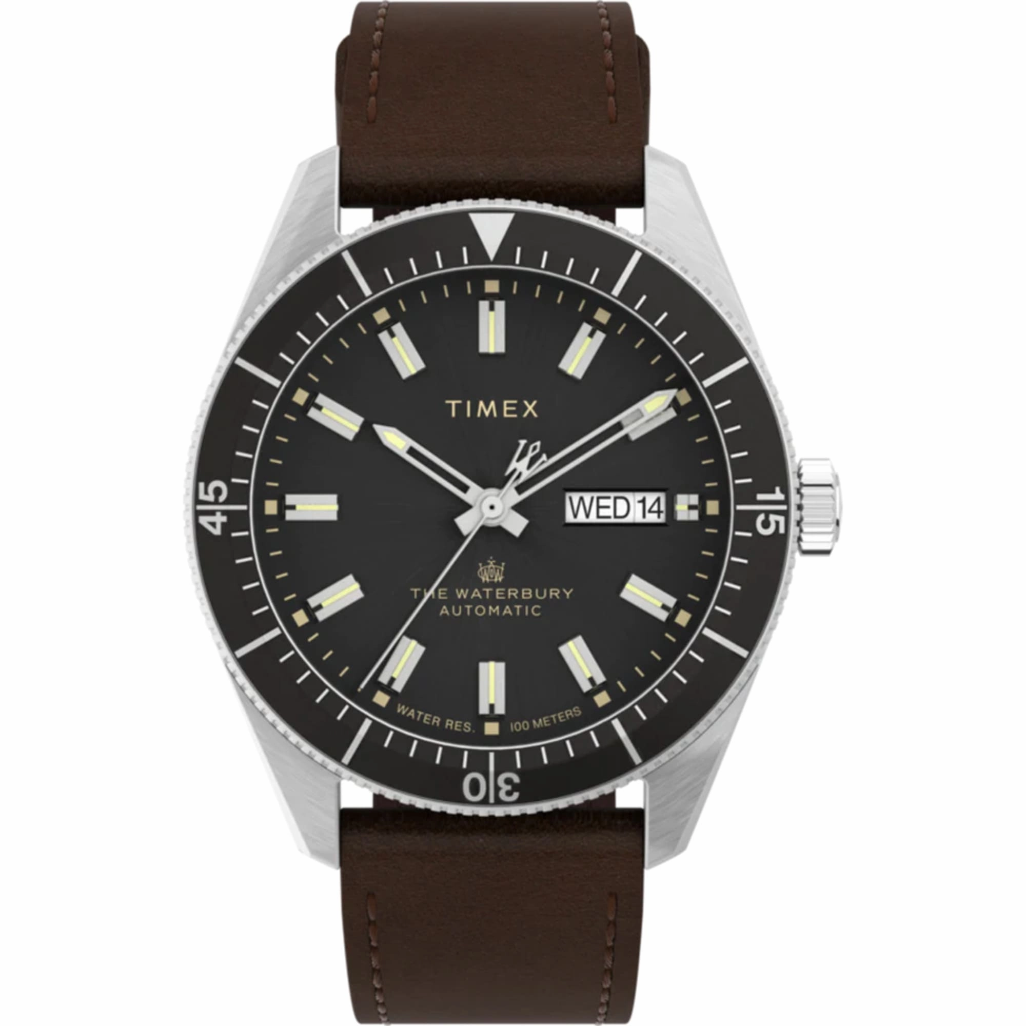 Timex Men's Watch - The Waterbury Automatic Black Dial Leather Strap TW2V24800,automatic watch,automatic watches for men,automatic watches for women,luxury automatic watch,minimalist automatic watch,dress automatic watch,vintage automatic watch,automatic 