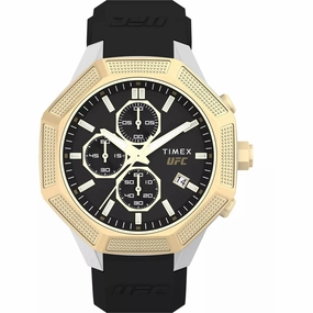 Timex Men's Watch - UFC King Chrono Gold Tone Bezel Black Dial Strap | TW2V87300 men's watches best men's watches under $500 affordable men's watches men watches classic