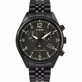 Timex Men's Watch - Waterbury Chronograph Quartz Black Dial Bracelet | TW2R88600 men's watches best men's watches under $500 affordable men's watches men watches classic