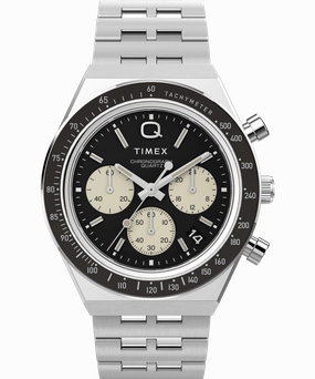 Timex Q Chronograph Stainless Steel Black Dial Watch TW2V42600 