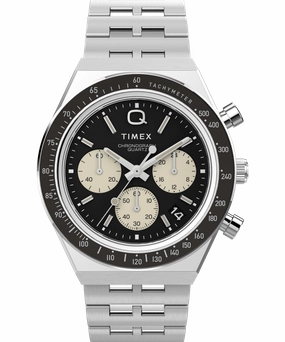 Timex Q Chronograph Stainless Steel Black Dial Watch TW2V42600,quartz watch, quartz watches for men, quartz watches for women, best quartz watch, minimalist quartz watch, luxury quartz watch, waterproof quartz watch,analog quartz watch, digital quartz watc