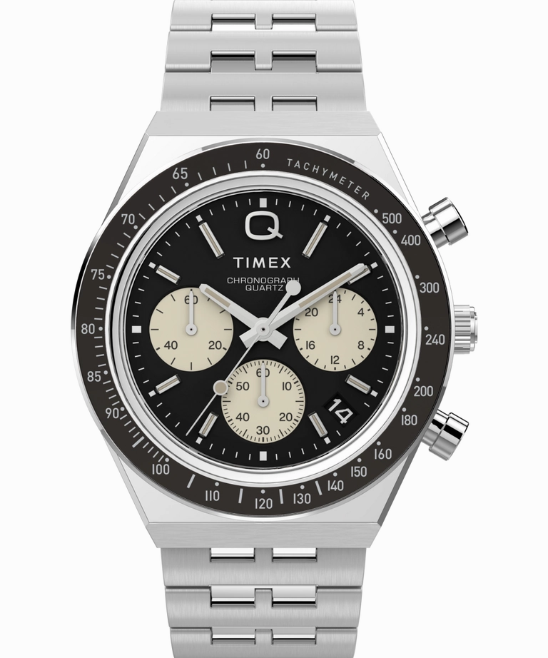 Timex Q Chronograph Stainless Steel Black Dial Watch TW2V42600,quartz watch, quartz watches for men, quartz watches for women, best quartz watch, minimalist quartz watch, luxury quartz watch, waterproof quartz watch,analog quartz watch, digital quartz watc