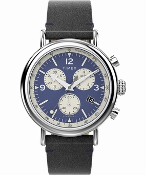 Timex Standard Chronograph 41mm Eco-Friendly Leather Strap Watch TW2V71100 