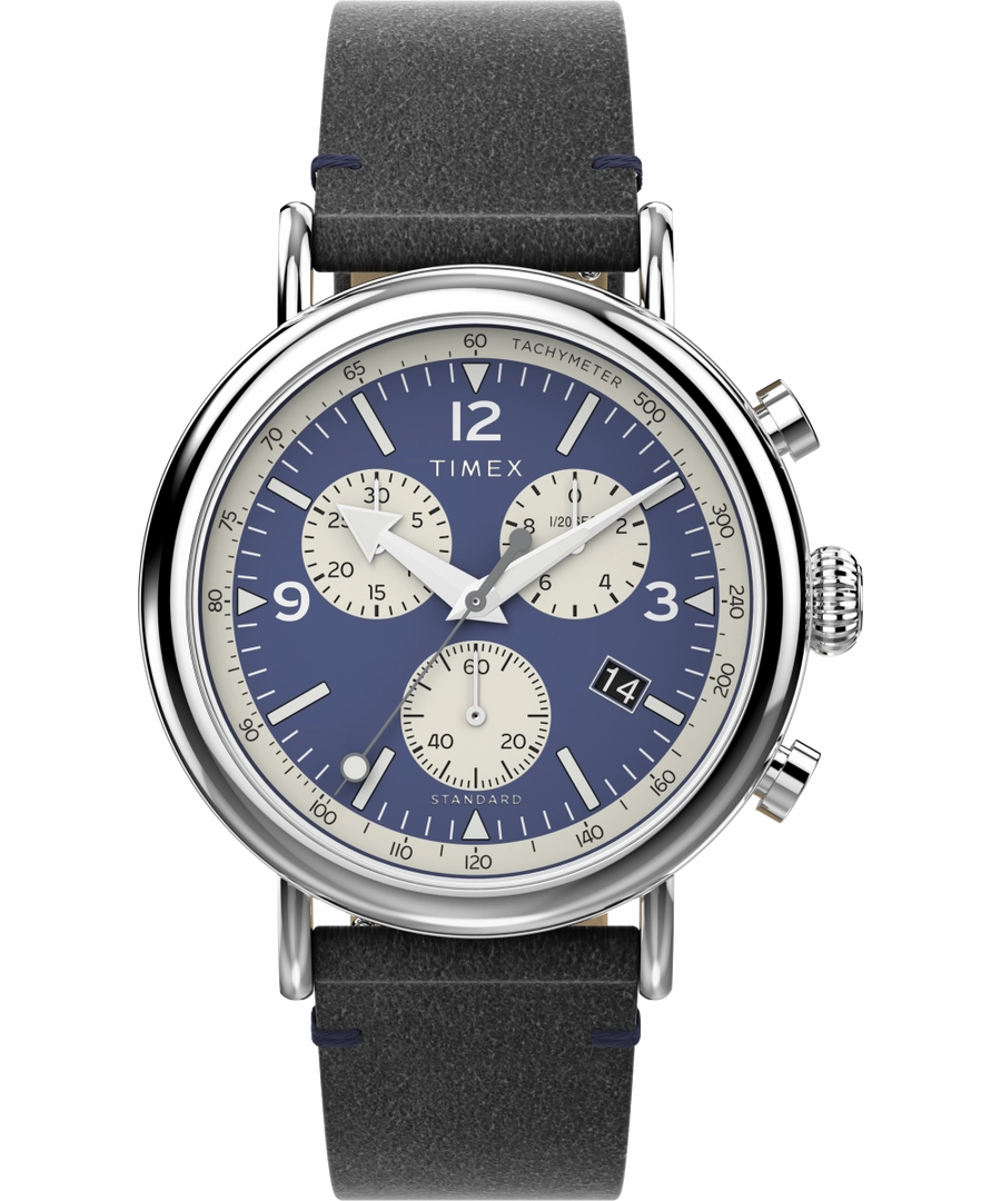Timex Standard Chronograph 41mm Eco-Friendly Leather Strap Watch TW2V71100 