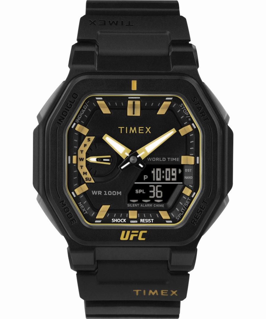 Timex UFC Colossus Fight Week 45mm Resin Strap Gold Watch TW2V55300 