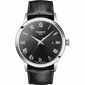 Tissot Men's Watch - Classic Quartz Black Dial Leather Strap | T1294101605300 