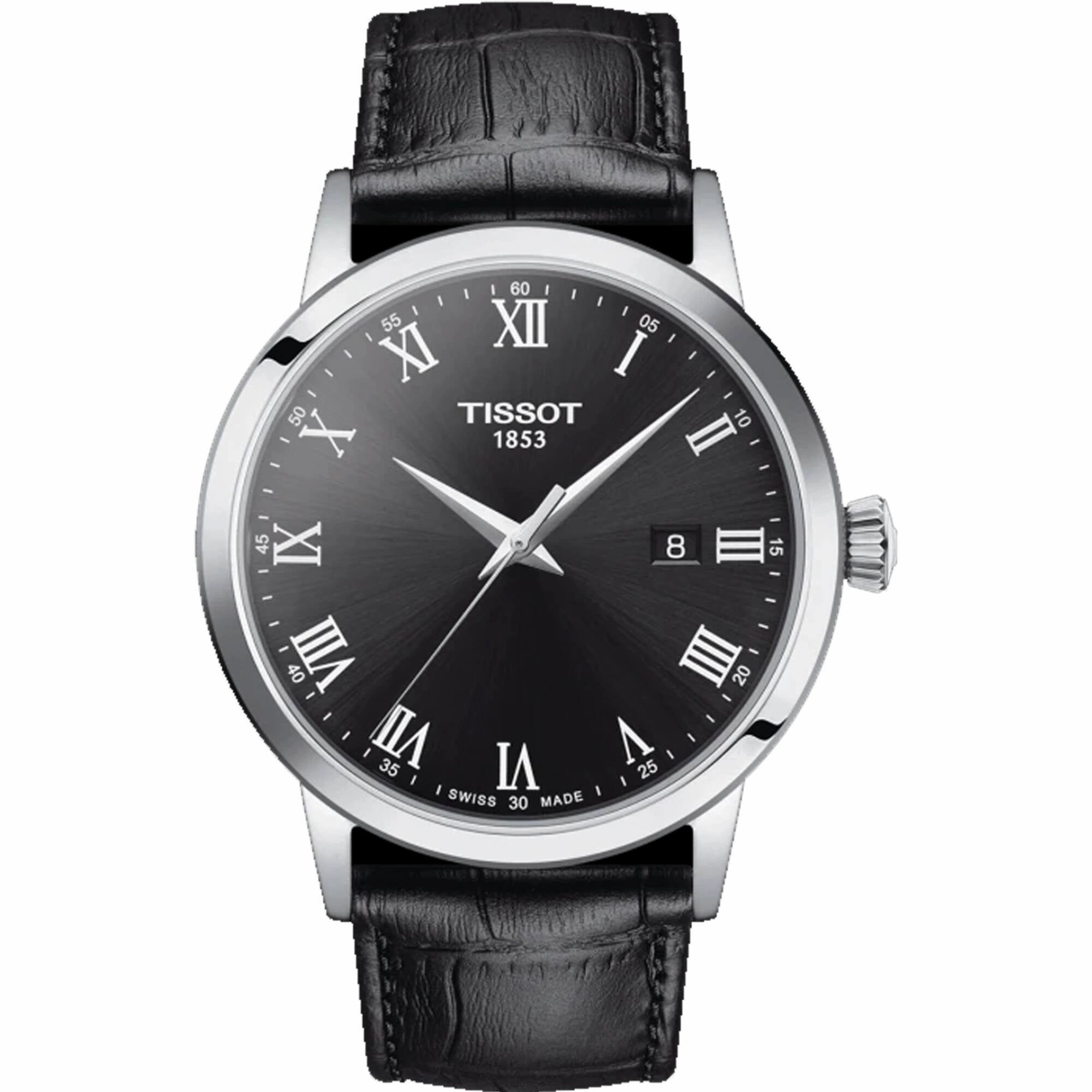 Tissot Men's Watch - Classic Quartz Black Dial Leather Strap | T1294101605300 