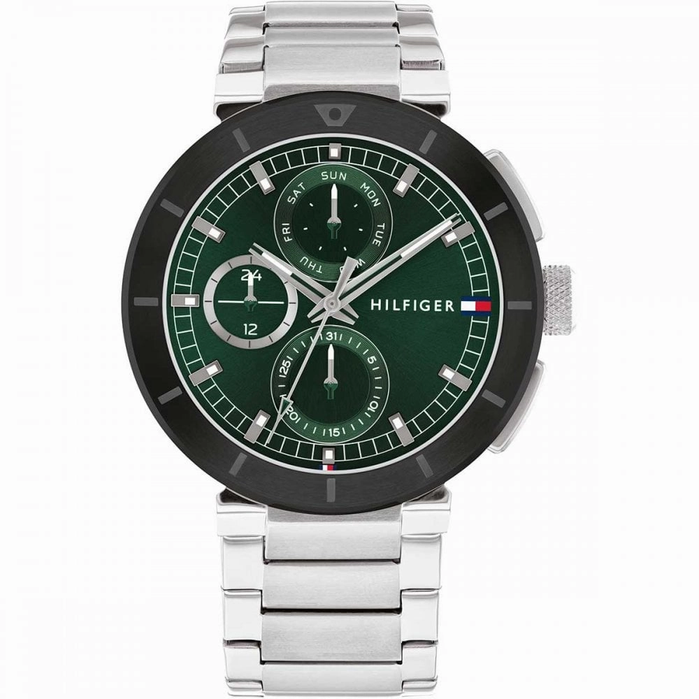 Tommy Hilfiger Green Dial Stainless Steel Mens Watch 1792117 