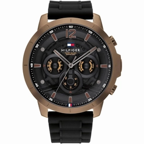 Tommy Hilfiger Men's Watch - Luca Day-Date Black Dial Silicone Rubber Strap | 1710491 Luxury Quartz Watch Quartz Watch Sale