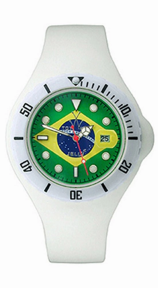 ToyWatch Jelly Flag Brazil Only Time Unisex Plasteramic & White Rubber Watch JYF05BR Women??s luxury watches Affordable women watches