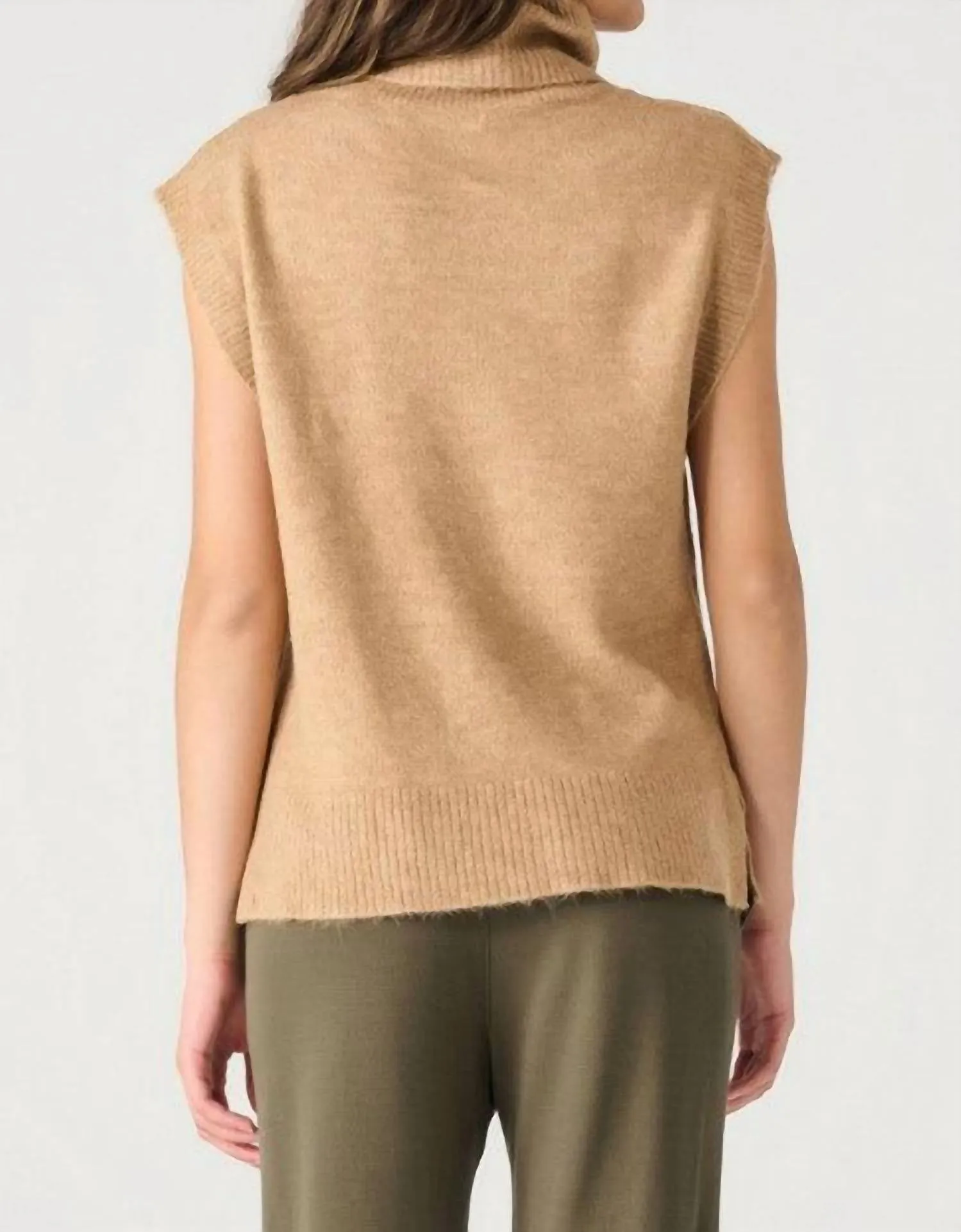 Turtleneck Vest In Camel Beige