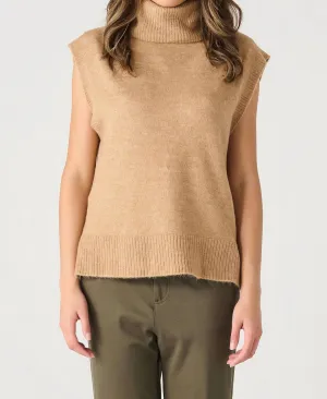 Turtleneck Vest In Camel Beige