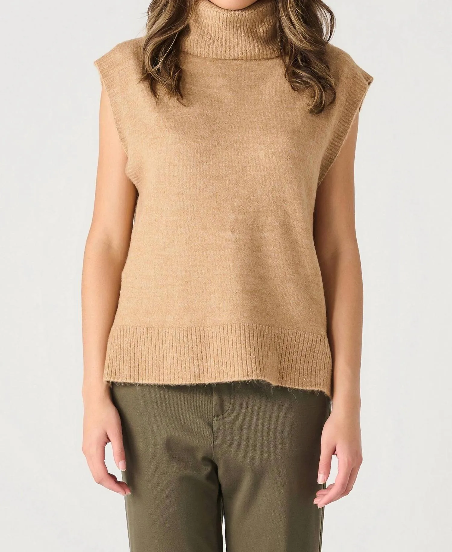 Turtleneck Vest In Camel Beige