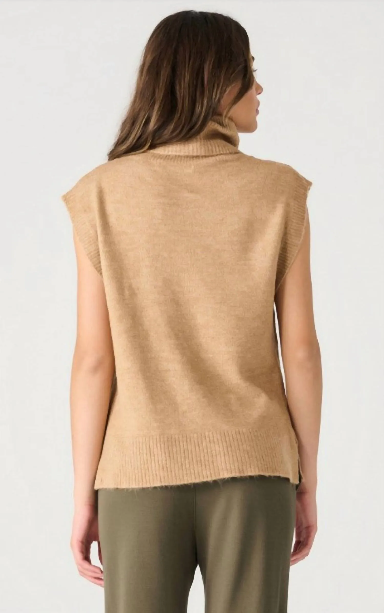 Turtleneck Vest In Camel Beige