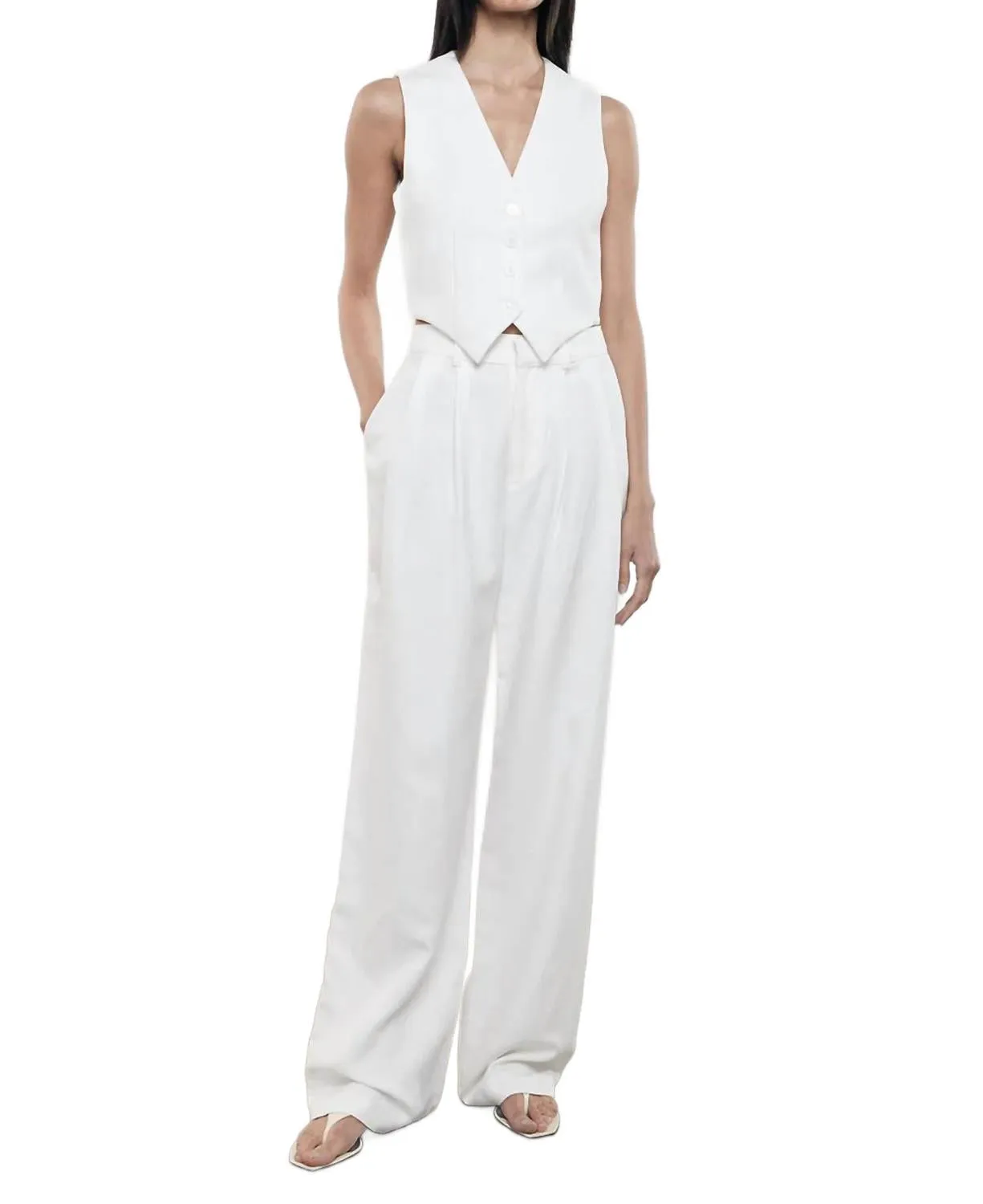 Twill Vest In Off White