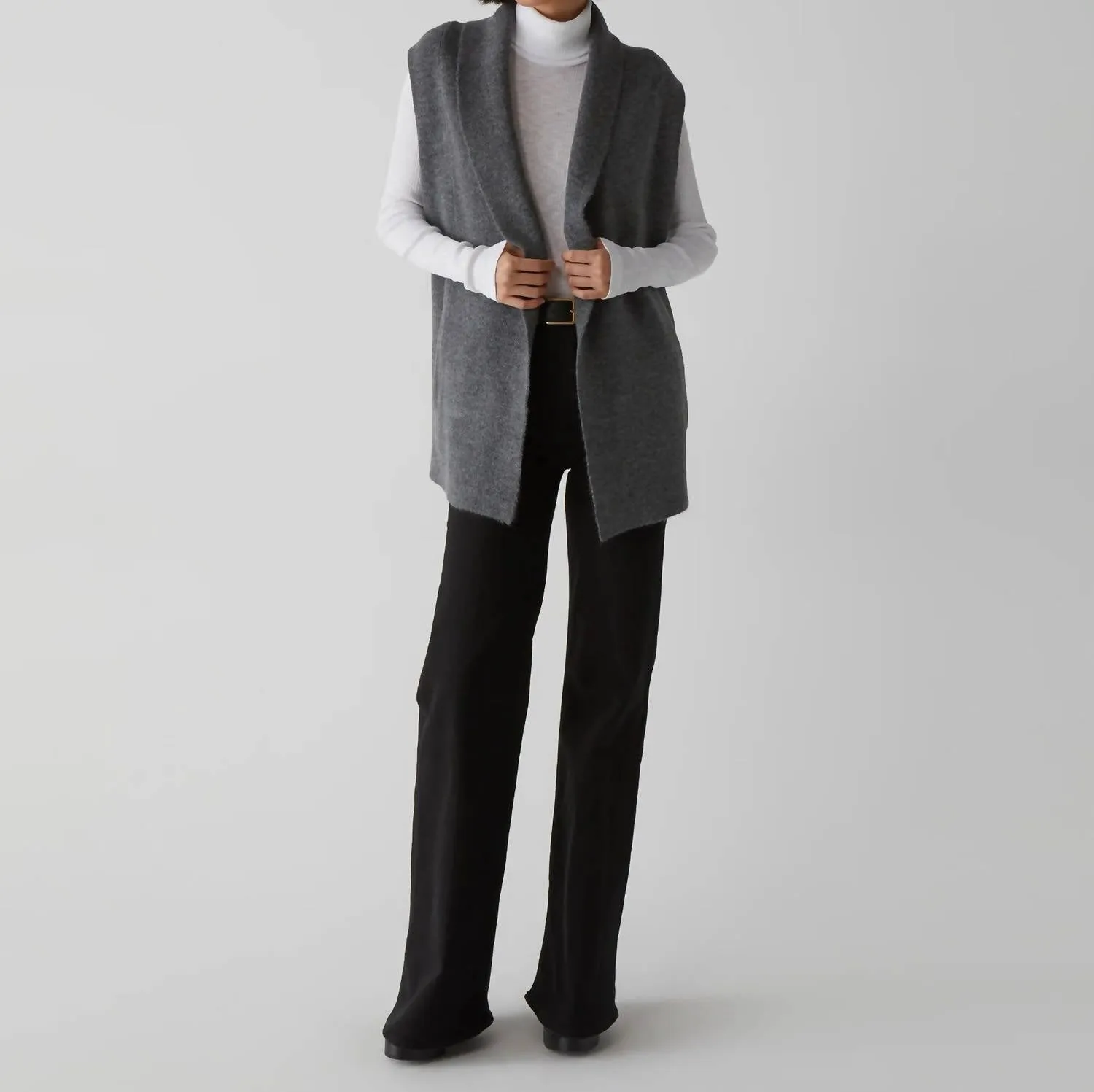 Tyler Open Front Vest In Grey