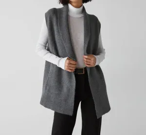 Tyler Open Front Vest In Grey