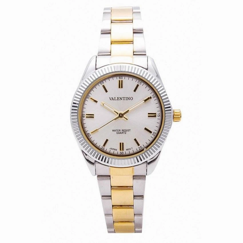 Valentino 20121678-TWO TONE - SILVER DIAL CASIO IP GLD MTL STYLE L STAINLESS BAND STRAP Watch for Women Affordable casual watches Sporty casual watches Affordable luxury casual watches