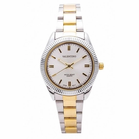 Valentino 20121678-TWO TONE - SILVER DIAL CASIO IP GLD MTL STYLE L STAINLESS BAND STRAP Watch for Women Affordable casual watches Sporty casual watches Affordable luxury casual watches