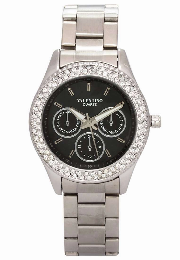 Valentino 20121789-BLACK DIAL Silver Stainless Watch for Women Affordable casual watches Sporty casual watches Affordable luxury casual watches