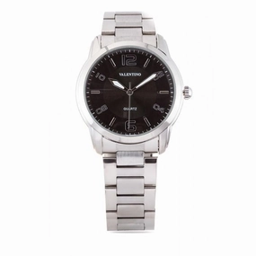 Valentino 20121911-BLACK DIAL STAINLESS BAND Strap Watch For Men Affordable casual watches Sporty casual watches Affordable luxury casual watches