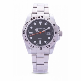 Valentino 20122020-BLACK DIAL SILVER STAINLESS STEEL STRAP Watch for Men Affordable casual watches Sporty casual watches Affordable luxury casual watches