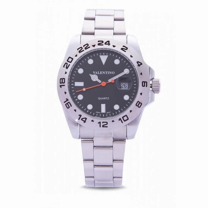 Valentino 20122020-BLACK DIAL SILVER STAINLESS STEEL STRAP Watch for Men Affordable casual watches Sporty casual watches Affordable luxury casual watches