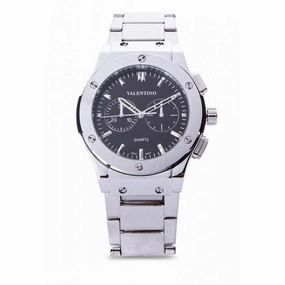 Valentino 20122068-BLACK DIAL SILVER STAINLESS STEEL BAND Watch for Men,men's watches,watch for men, best men's watches,luxury men's watch,minimalist men's watch,casual men's watch,dress watch for men,automatic men's watch,quartz men's watch,cheap m