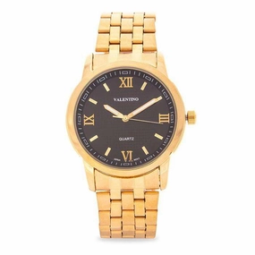 Valentino 20122122-BLACK DIAL Gold Stainless Steel Band Watch for Men Affordable casual watches Sporty casual watches Affordable luxury casual watches