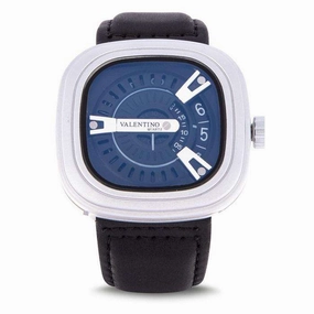 Valentino 20122151-BLK STRAP - SIL CASE - SILVER INDEX Black Leather Strap Watch for Men Affordable Leather Watch Leather Watch Discount