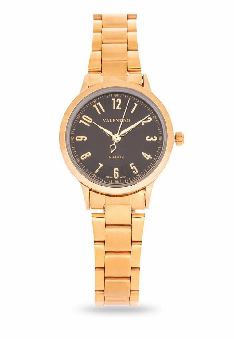 Valentino 20122197-BLACK DIAL Gold Strap Watch for Men and Women Affordable casual watches Sporty casual watches Affordable luxury casual watches