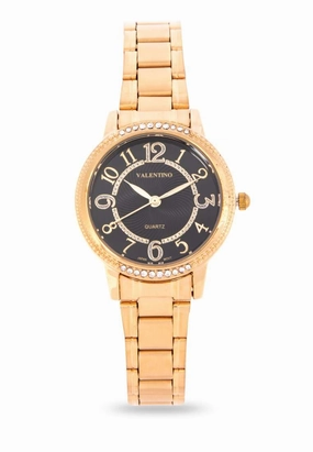 Valentino 20122199-BLACK DIAL Gold Stainless Steel Watch for Women Affordable casual watches Sporty casual watches Affordable luxury casual watches