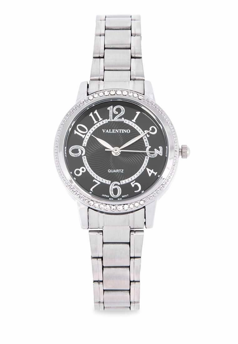 Valentino 20122200-BLACK DIAL Silver Stainless Strap Watch Affordable casual watches Sporty casual watches Affordable luxury casual watches