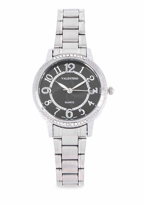 Valentino 20122200-BLACK DIAL Silver Stainless Strap Watch Affordable casual watches Sporty casual watches Affordable luxury casual watches