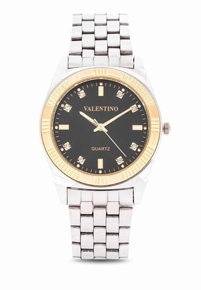 Valentino 20122249-BLACK DIAL Silver Watch for Men Affordable casual watches Sporty casual watches Affordable luxury casual watches