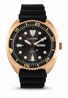 Valentino 20122313-GOLD CASE-BLK DL Rubber Strap Watch for Men,silicone watch,silicone strap watch,silicone watches for men,silicone watches for women,unisex silicone watch,kids silicone watch,sports silicone watch,casual silicone watch,waterproof silicone