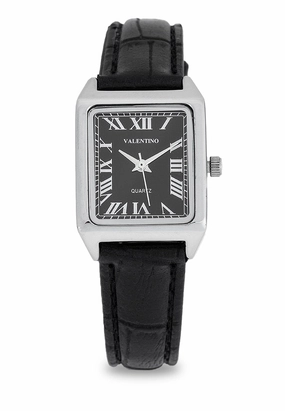 Valentino 20122376-BLK STRAP - SILVER DIAL Leather Strap Analog Watch for Women Affordable Leather Watch Leather Watch Discount