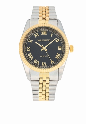 Valentino 20122402-TWO TONE-BLACK DIAL Stainless Steel Strap Analog Watch for Men,men's watches,watch for men, best men's watches,luxury men's watch,minimalist men's watch,casual men's watch,dress watch for men,automatic men's watch,quartz men's wat