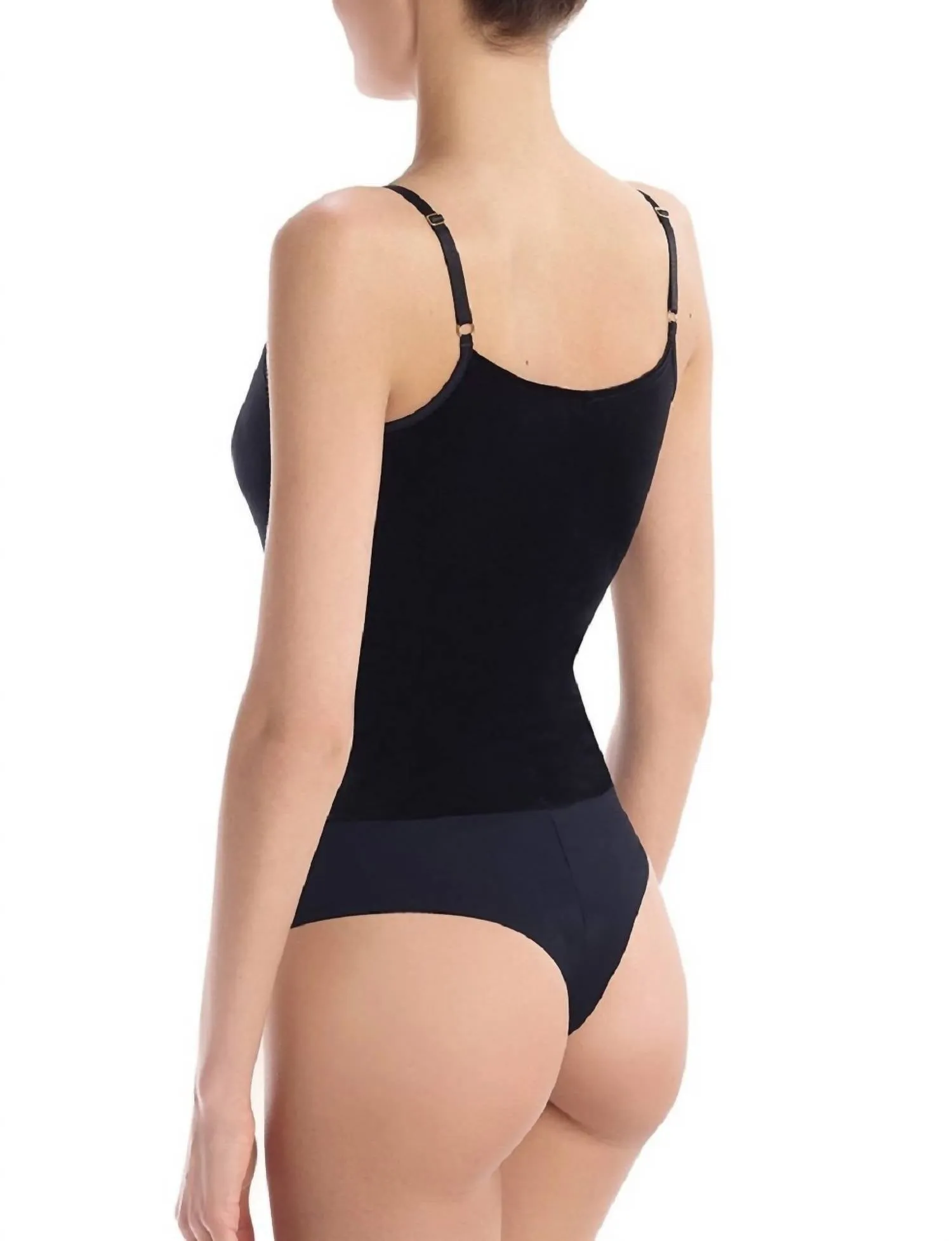 Velvet Cami Bodysuit In Black