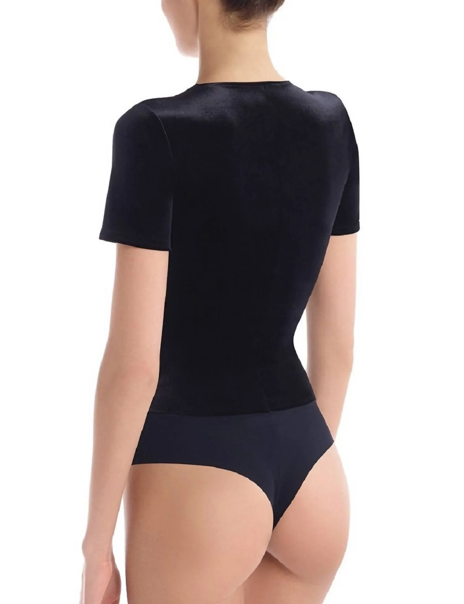Velvet Tee Bodysuit In Black