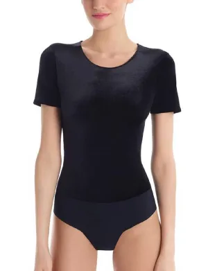 Velvet Tee Bodysuit In Black