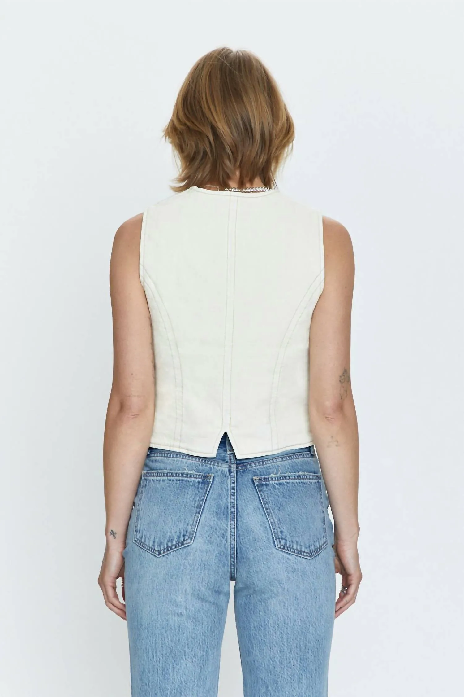 Vero Denim Vest In Ecru