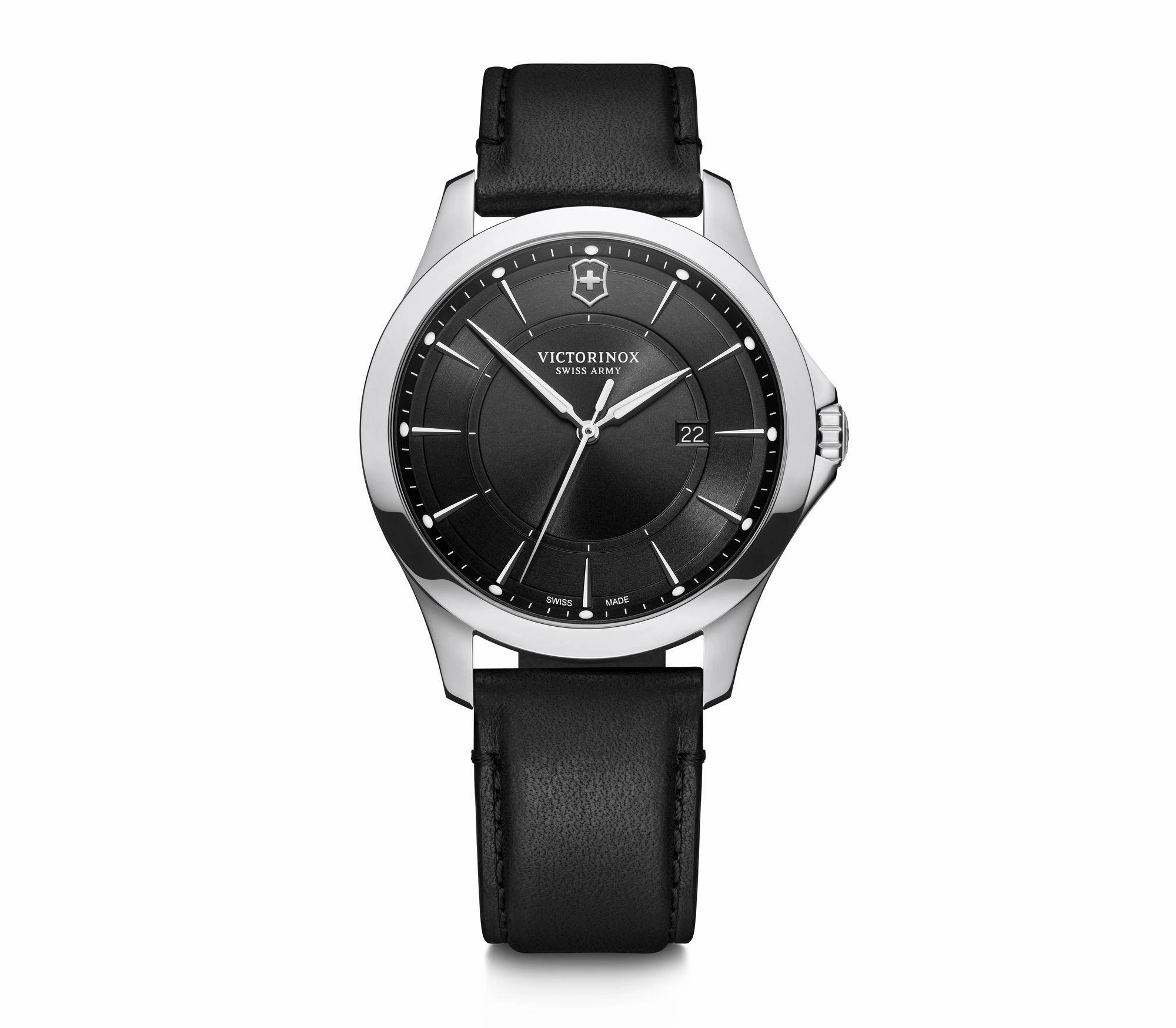 Victorinox Alliance Black Leather Strap Mens Watch 241904 