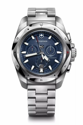 Victorinox Inox 43 Chrono Silver Stainless Steel Blue Dial Watch 241985 