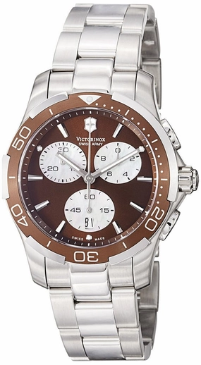 Victorinox Swiss Army Alliance Steel 241502 Chronograph Date Brown Dial Quartz Sports Womens Watch Women??s luxury watches Affordable women watches