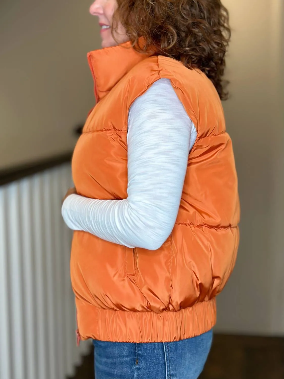 Vika Puffer Vest In Brick