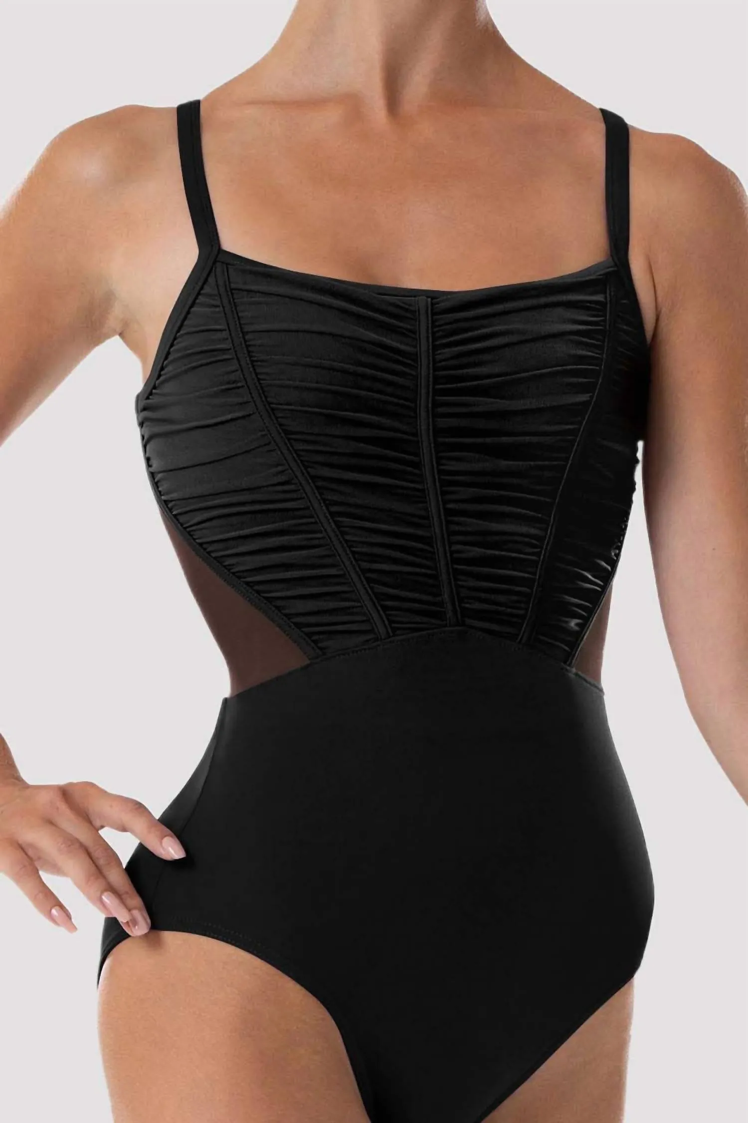 Vivica Mesh Back Leotard Bodysuit In Black
