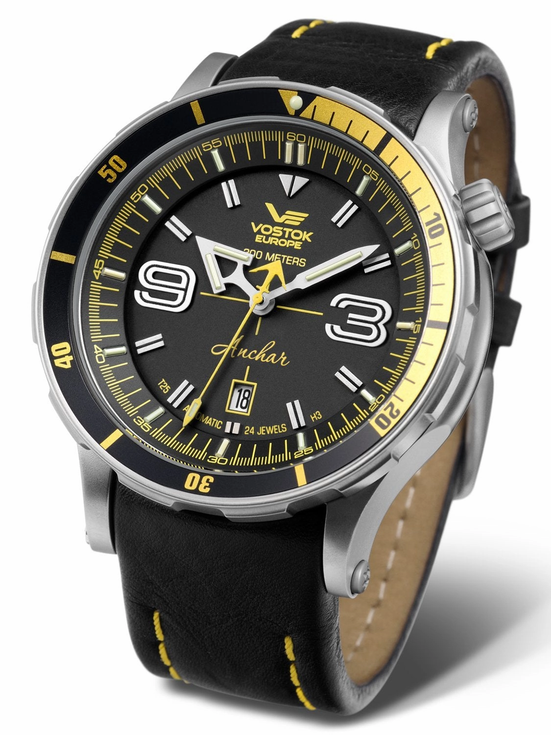 Vostok-Europe ANCHAR Black/Yellow Automatic Mens Diving Watch NH35A-510A522 Sports Watch for Men/Women Budget Sports Watch Luxury Sports Watch