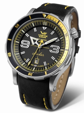Vostok-Europe ANCHAR Black/Yellow Automatic Mens Diving Watch NH35A-510A522 Sports Watch for Men/Women Budget Sports Watch Luxury Sports Watch